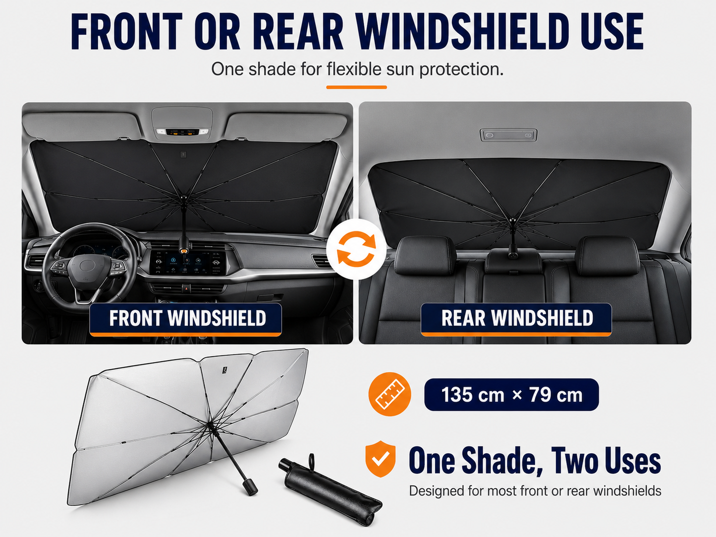Moticari Foldable Windshield Sunshade Umbrella